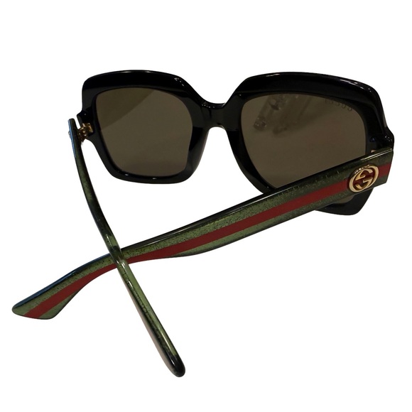 Gucci Sunglasses GG0036SN Brown Lenses Green Red Interlocking G’s Frames NWOT - Picture 6 of 12